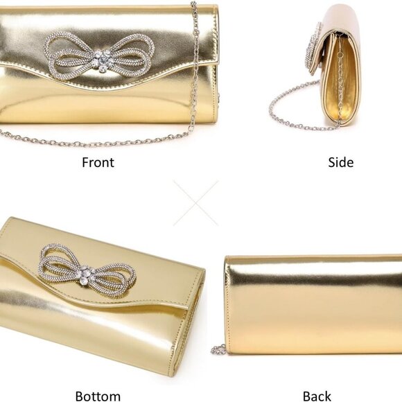 Stylish Gold Clutch Purse with Satin Lining - Radiant Finish for All Occasions - Picture 2 of 9